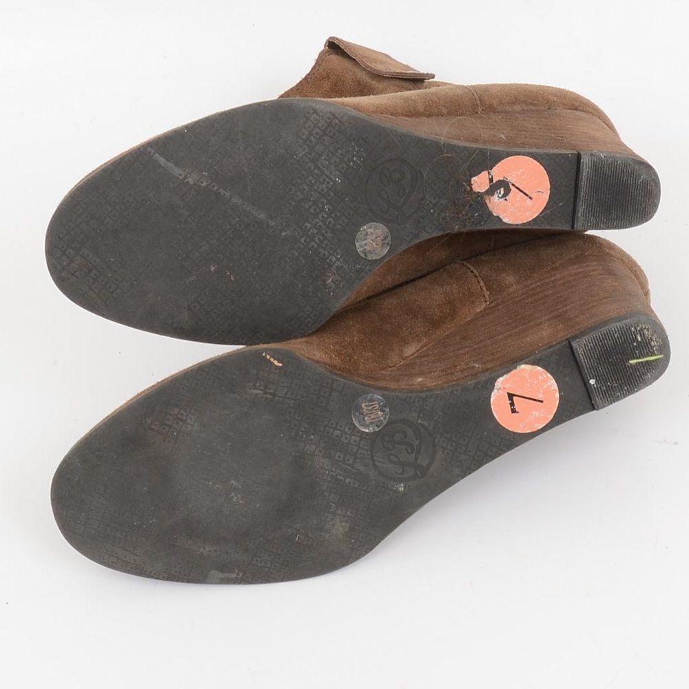 Lucky Brand Gennee Suede Wedge Pull On Ankle Booties Size 7 Western Festival - Picture 7 of 7